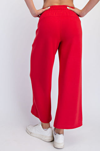 True Red Modal Scuba Luxe Half Zip Jacket/Cropped Wide Pant Set