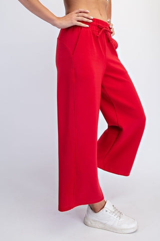 True Red Modal Scuba Luxe Half Zip Jacket/Cropped Wide Pant Set