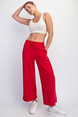 True Red Modal Scuba Luxe Half Zip Jacket/Cropped Wide Pant Set