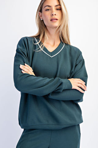 Modal Scuba Midnight Green Long Sleeve Pullover/Pant Set