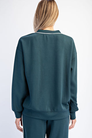 Modal Scuba Midnight Green Long Sleeve Pullover/Pant Set