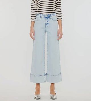 KanCan Crater High Rise Cropped Wide Leg Jeans