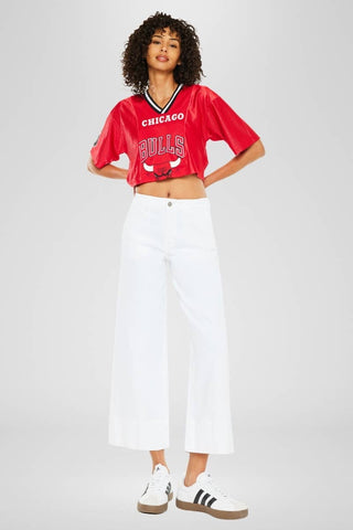 White High Rise Cropped Wide Leg Jeans by KanCan