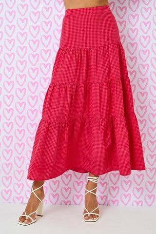 Red Gingham Tiered Maxi Skirt - Matching Top Available!