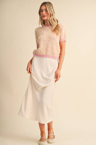 Fuzzy Leopard Short Sleeve Sweater