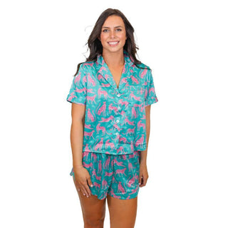 See ya, Cheetah Satin Pajama Short Set