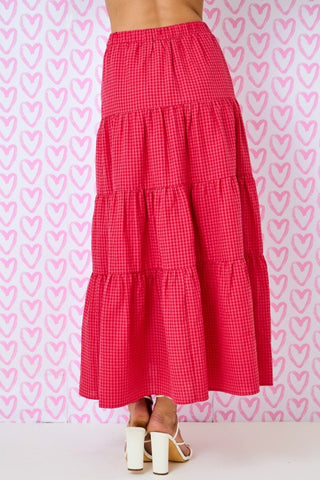 Red Gingham Tiered Maxi Skirt - Matching Top Available!