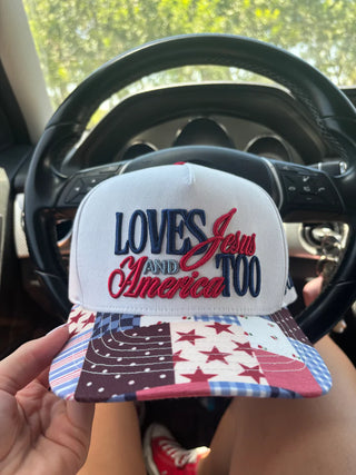 Loves Jesus & America Too Embroidered Hat
