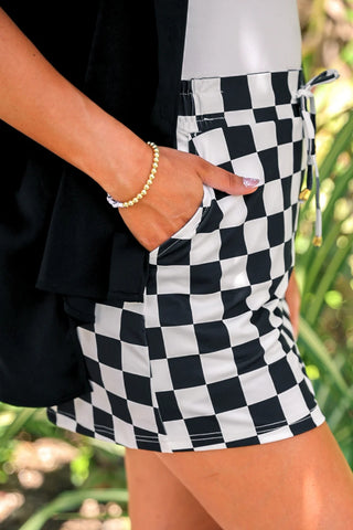 Black/White Checkerboard Skort