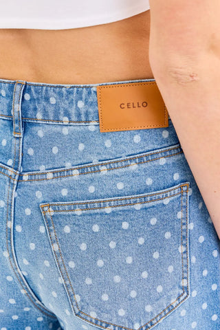Dotted-Up High Rise Wide Leg Jeans