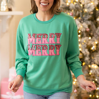 Sequin/Chenille "Merry Merry" Holiday Sweatshirt