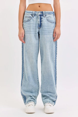 Low Rise Baggy Jeans w/ Side Shadow