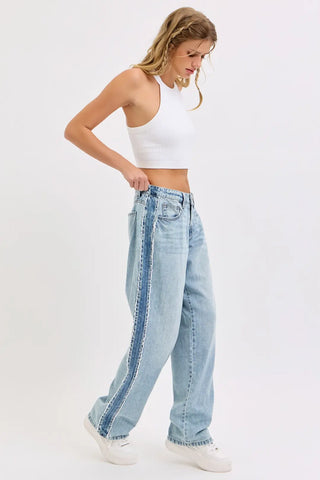 Low Rise Baggy Jeans w/ Side Shadow