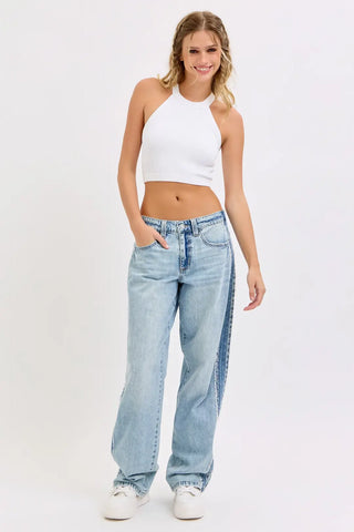 Low Rise Baggy Jeans w/ Side Shadow