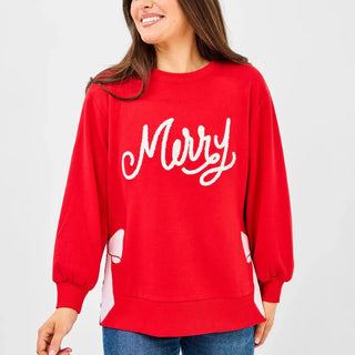 Merry Sweatshirt w/ Side Bow Detail
