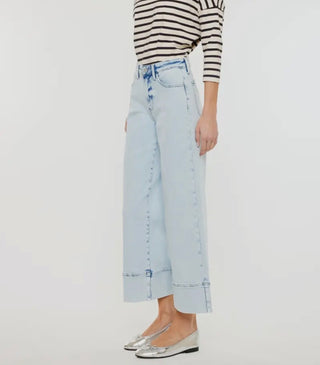 KanCan Crater High Rise Cropped Wide Leg Jeans