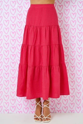 Red Gingham Tiered Maxi Skirt - Matching Top Available!