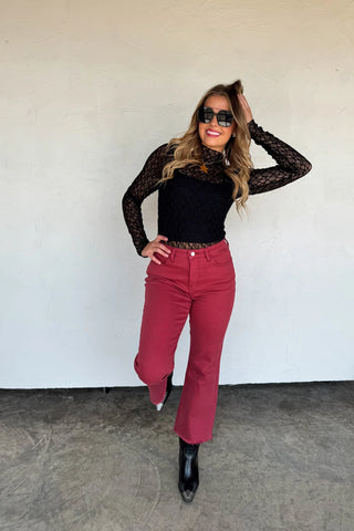 Burgundy Urban Non-Distressed Crop Jeans