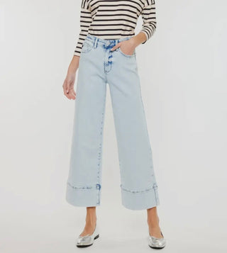 KanCan Crater High Rise Cropped Wide Leg Jeans