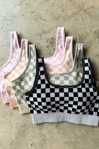 Checker Bra & Biker Shorts Sets - 4 Colors!