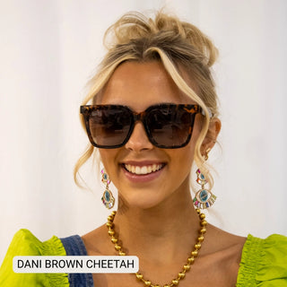 DAX Eyewear Dani Brown Cheetah Oversized Women's Square Sunglasses