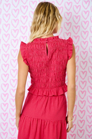 Red Gingham Sleeveless Smocked Crop Top - Matching Skirt Available!
