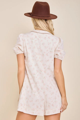 Vintage Floral Bow Romper