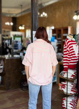 Oversized Short Sleeve Striped Top - 2 Colors!