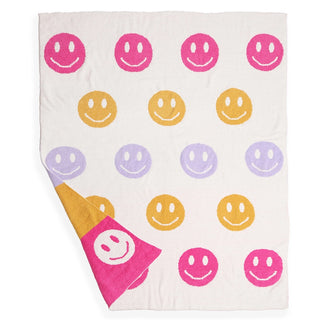 Multicolor Happy Face Reversible CozyComfort Blanket - 2 Options!