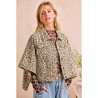 Oversized Cape Sleeve Jacket - Leopard