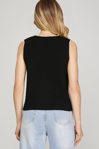 Tie Front V-Neck Sweater Vest