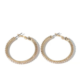 Baylor Gold Hoop Earrings w/ Stone Accents