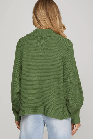 Olive Long Sleeve Batwing Sweater