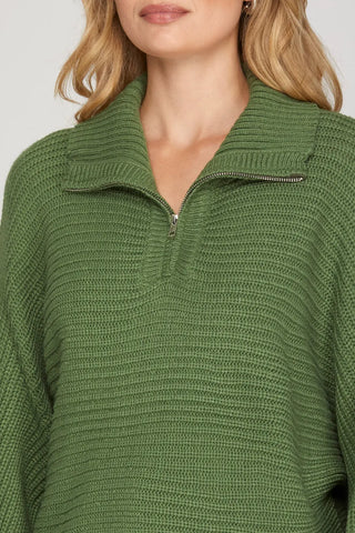 Olive Long Sleeve Batwing Sweater
