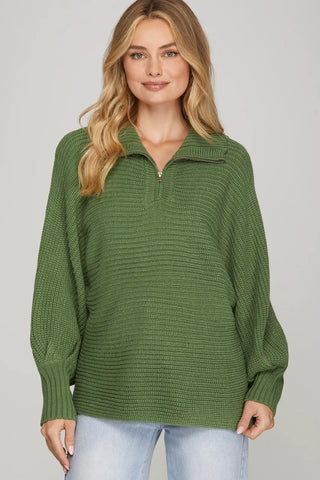 Olive Long Sleeve Batwing Sweater