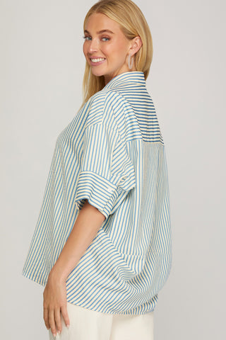 Oversized Short Sleeve Striped Top - 2 Colors!