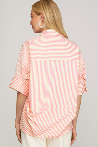Oversized Short Sleeve Striped Top - 2 Colors!