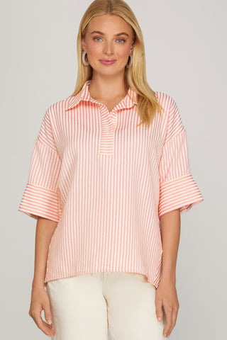 Oversized Short Sleeve Striped Top - 2 Colors!
