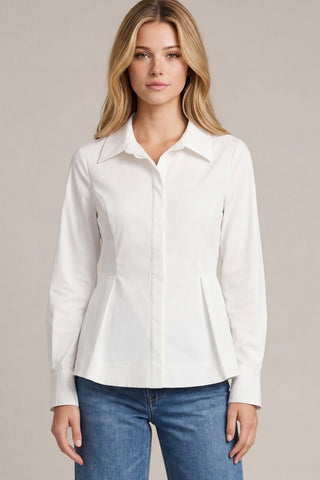 Long Sleeve Peplum Button Down Top - 4 Colors!