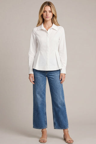 Long Sleeve Peplum Button Down Top - 4 Colors!