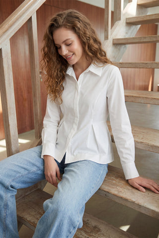 Long Sleeve Peplum Button Down Top - 4 Colors!