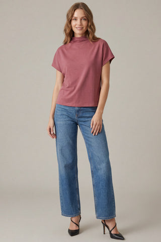 Drop Shoulder Mock Neck Top - 4 Colors!