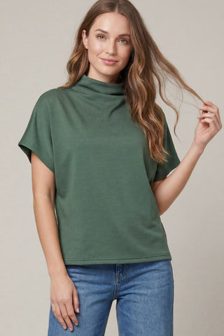 Drop Shoulder Mock Neck Top - 4 Colors!