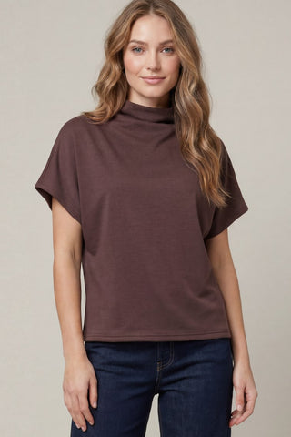 Drop Shoulder Mock Neck Top - 4 Colors!
