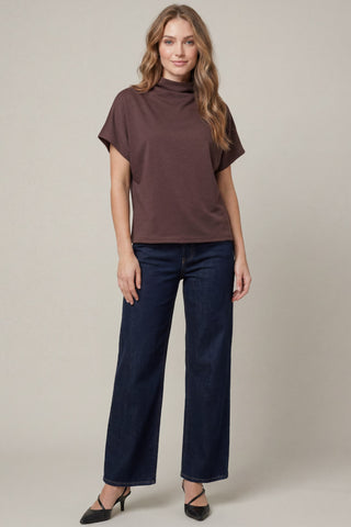 Drop Shoulder Mock Neck Top - 4 Colors!