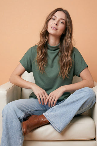 Drop Shoulder Mock Neck Top - 4 Colors!