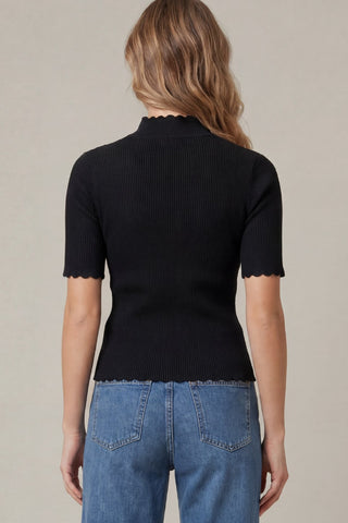 Short Sleeved Scalloped Sweater Top - 2 Colors!