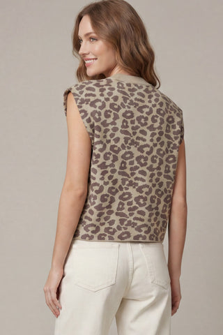 Drop Shoulder Leopard Patterned Sweater - Matching Pants Available!