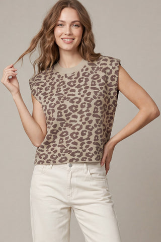 Drop Shoulder Leopard Patterned Sweater - Matching Pants Available!