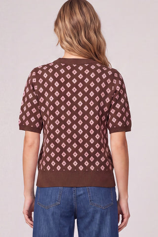 Short Sleeve Geometric Pattern Sweater